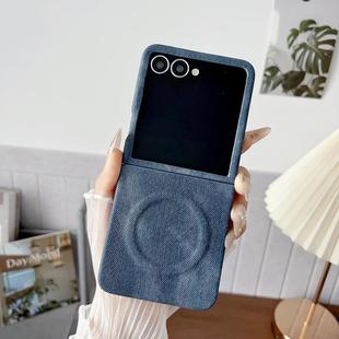 For Samsung Galaxy Z Flip7 5G Denim MagSafe Magnetic PC + PU Phone Case(Dark Blue)