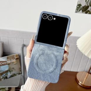 For Samsung Galaxy Z Flip7 5G Denim MagSafe Magnetic PC + PU Phone Case(Grayish Blue)
