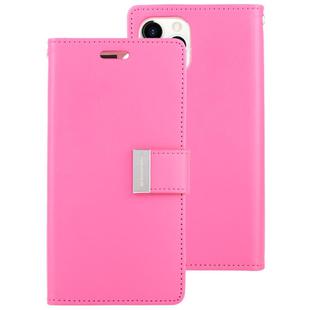 For iPhone 12 / 12 Pro GOOSPERY RICH DIARY Crazy Horse Texture Horizontal Flip Leather Case with Holder & Card Slots & Wallet(Rose Red)
