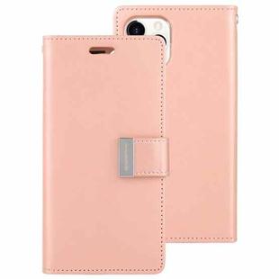 For iPhone 12 / 12 Pro GOOSPERY RICH DIARY Crazy Horse Texture Horizontal Flip Leather Case with Holder & Card Slots & Wallet(Rose Gold)