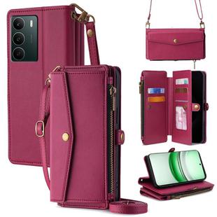For Realme C71 4G Zipper Wallet Side Buckle Crossbody Lanyard Leather Phone Case(Red)
