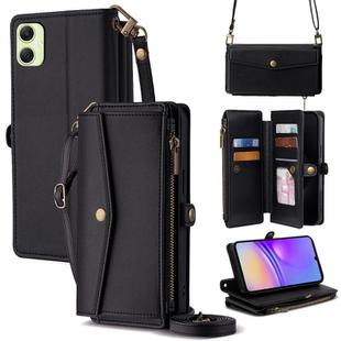 For Samsung Galaxy A05 4G Zipper Wallet Side Buckle Crossbody Lanyard Leather Phone Case(Black)