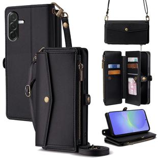 For Samsung Galaxy A36 5G Zipper Wallet Side Buckle Crossbody Lanyard Leather Phone Case(Black)