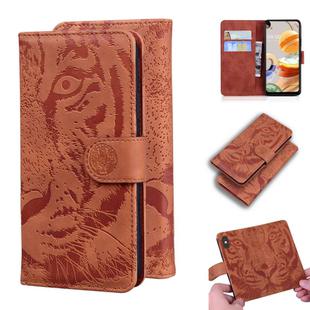 For LG K41S / K51S Tiger Embossing Pattern Horizontal Flip Leather Case with Holder & Card Slots & Wallet(Brown)