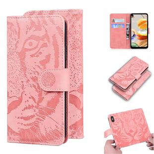 For LG K61 Tiger Embossing Pattern Horizontal Flip Leather Case with Holder & Card Slots & Wallet(Pink)
