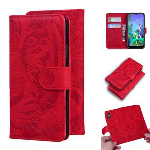 For LG K50 / Q60 Tiger Embossing Pattern Horizontal Flip Leather Case with Holder & Card Slots & Wallet(Red)