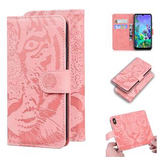 For LG K50 / Q60 Tiger Embossing Pattern Horizontal Flip Leather Case with Holder & Card Slots & Wallet(Pink)