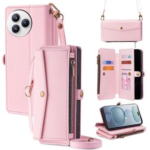 For Xiaomi Civi 5 Pro 5G Zipper Wallet Side Buckle Crossbody Lanyard Leather Phone Case(Rose Gold)