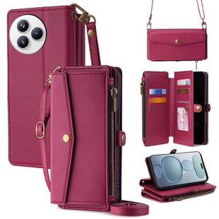 For Xiaomi Civi 5 Pro 5G Zipper Wallet Side Buckle Crossbody Lanyard Leather Phone Case(Red)