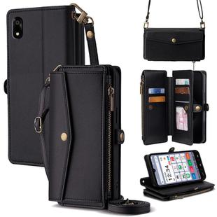 For ZTE Kantan Sumaho 4 A402ZT Zipper Wallet Side Buckle Crossbody Lanyard Leather Phone Case(Black)