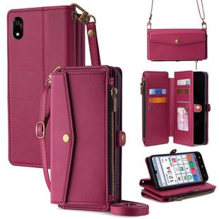 For ZTE Kantan Sumaho 4 A402ZT Zipper Wallet Side Buckle Crossbody Lanyard Leather Phone Case(Red)