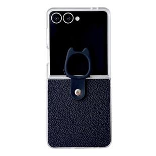 For Samsung Galaxy Z Flip7 5G Transparent Frame Jelly PU + PC Phone Case with Ring Holder(Black)