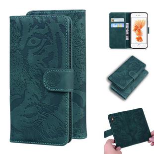 For iPhone 6s Plus / 6 Plus Tiger Embossing Pattern Horizontal Flip Leather Case with Holder & Card Slots & Wallet(Green)