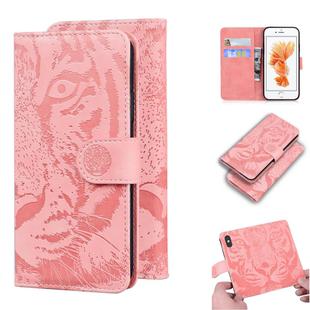 For iPhone 6s Plus / 6 Plus Tiger Embossing Pattern Horizontal Flip Leather Case with Holder & Card Slots & Wallet(Pink)