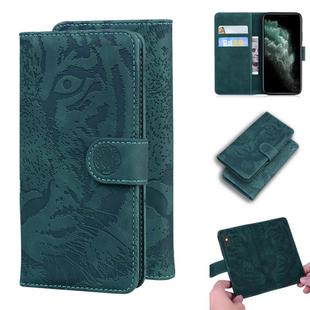 For iPhone 11 Pro Tiger Embossing Pattern Horizontal Flip Leather Case with Holder & Card Slots & Wallet(Green)