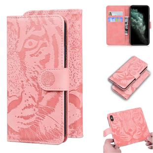 For iPhone 11 Pro Max Tiger Embossing Pattern Horizontal Flip Leather Case with Holder & Card Slots & Wallet(Pink)