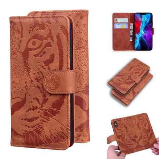 For iPhone 12 mini Tiger Embossing Pattern Horizontal Flip Leather Case with Holder & Card Slots & Wallet(Brown)