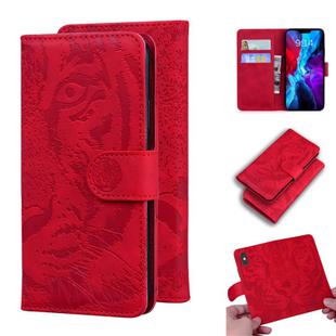 For iPhone 12 / 12 Pro Tiger Embossing Pattern Horizontal Flip Leather Case with Holder & Card Slots & Wallet(Red)