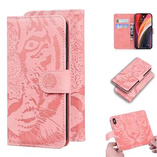 For iPhone 12 Pro Max Tiger Embossing Pattern Horizontal Flip Leather Case with Holder & Card Slots & Wallet(Pink)