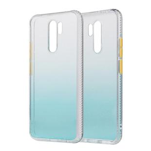For Xiaomi Redmi 9 Gradient Shockproof TPU + Acrylic Protective Case with Detachable Buttons(Gradient Green)