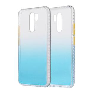 For Xiaomi Redmi 9 Gradient Shockproof TPU + Acrylic Protective Case with Detachable Buttons(Gradient Blue)