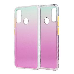 For Huawei P Smart 2020 Gradient Shockproof TPU + Acrylic Protective Case with Detachable Buttons(Gradient Rose Red)