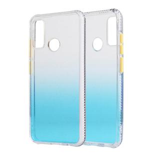 For Huawei P Smart 2020 Gradient Shockproof TPU + Acrylic Protective Case with Detachable Buttons(Gradient Blue)