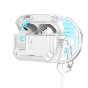 For AirPods Pro Two Color MagSafe Magnetic Earphone Case with Holder & Security Lock(White)