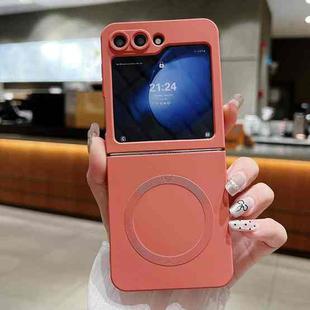 For Samsung Galaxy Z Flip6 5G Solid Color Liquid Silicone MagSafe Magnetic Phone Case(Camellia Red)