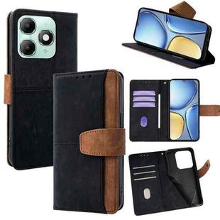 For Itel A90 4G Color Stitching Skin Feel Leather RFID Blocking Phone Case(Black)