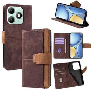 For Itel A90 4G Color Stitching Skin Feel Leather RFID Blocking Phone Case(Brown)