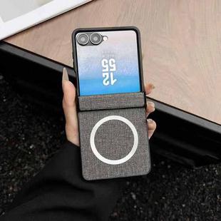 For Samsung Galaxy Z Flip7 MagSafe Back Screen Film Integrated Cloth Texture Phone Case(Grey)