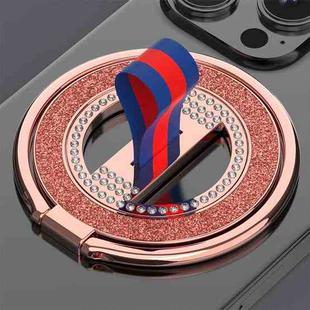 Glitter Diamond Rotation Folding Ring MagSafe Magnetic Phone Holder(Rose Red)