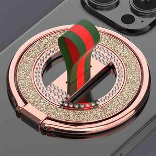 Glitter Diamond Rotation Folding Ring MagSafe Magnetic Phone Holder(Rose Gold)