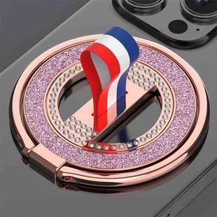 Glitter Diamond Rotation Folding Ring MagSafe Magnetic Phone Holder(Rose Pink)