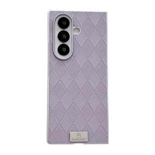 For Samsung Galaxy Z Fold7 5G Silver Edge Diamond Checkered Foldable Phone Case(Purple)