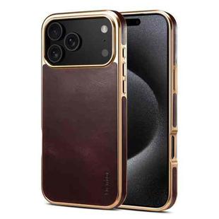 For iPhone 17 Pro Max Denior Oil Wax Leather Electroplating Phone Case(Red)