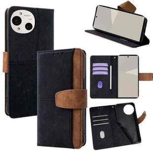 For Sharp Aquos R10 5G Color Stitching Skin Feel Leather RFID Blocking Phone Case(Black)