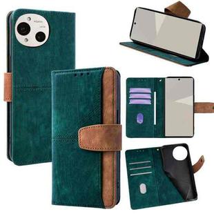 For Sharp Aquos R10 5G Color Stitching Skin Feel Leather RFID Blocking Phone Case(Green)