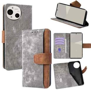 For Sharp Aquos R10 5G Color Stitching Skin Feel Leather RFID Blocking Phone Case(Grey)