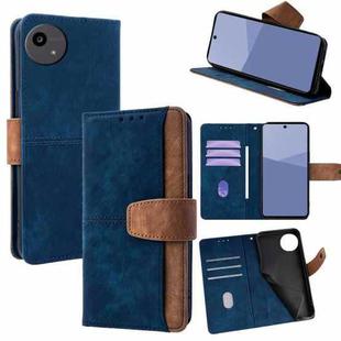 For Sharp Aquos wish5 5G Color Stitching Skin Feel Leather RFID Blocking Phone Case(Blue)