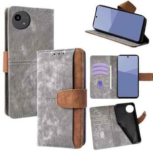For Sharp Aquos wish5 5G Color Stitching Skin Feel Leather RFID Blocking Phone Case(Grey)