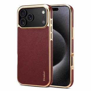 For iPhone 17 Pro Max Denior Cowhide Leather Plating Phone Case(Red)