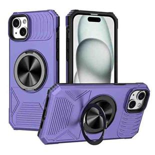 For iPhone 14 Alloy Rotating Holder MagSafe Shockproof Phone Case(Violet)