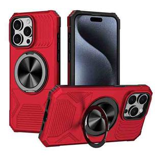 For iPhone 14 Pro Max Alloy Rotating Holder MagSafe Shockproof Phone Case(Red)