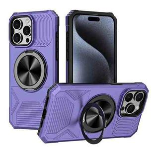 For iPhone 14 Pro Max Alloy Rotating Holder MagSafe Shockproof Phone Case(Violet)
