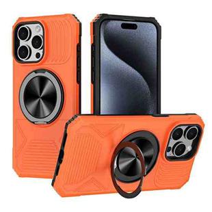 For iPhone 15 Pro Alloy Rotating Holder MagSafe Shockproof Phone Case(Orange)