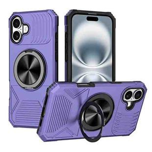 For iPhone 16 Alloy Rotating Holder MagSafe Shockproof Phone Case(Violet)