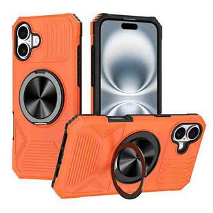 For iPhone 16 Alloy Rotating Holder MagSafe Shockproof Phone Case(Orange)