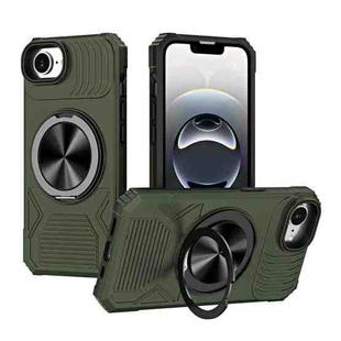 For iPhone 16e Alloy Rotating Holder MagSafe Shockproof Phone Case(Army Green)